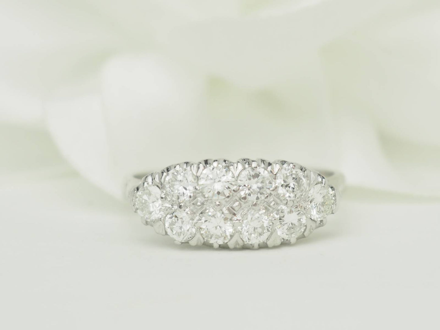 Bague ancienne diamants 1ct or blanc – Alliance vintage