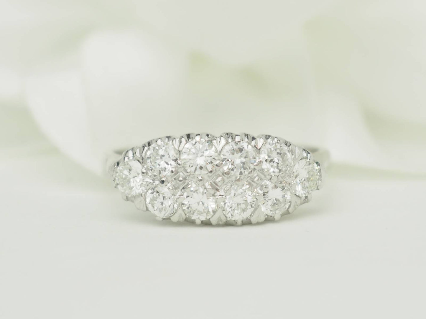 Bague ancienne diamants 1ct or blanc – Alliance vintage