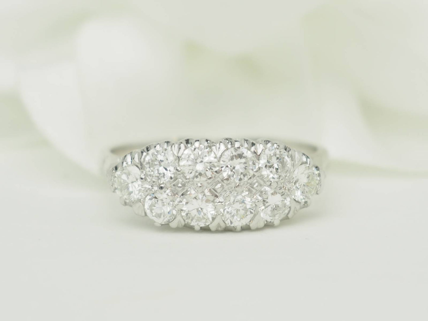 Bague ancienne diamants 1ct or blanc – Alliance vintage