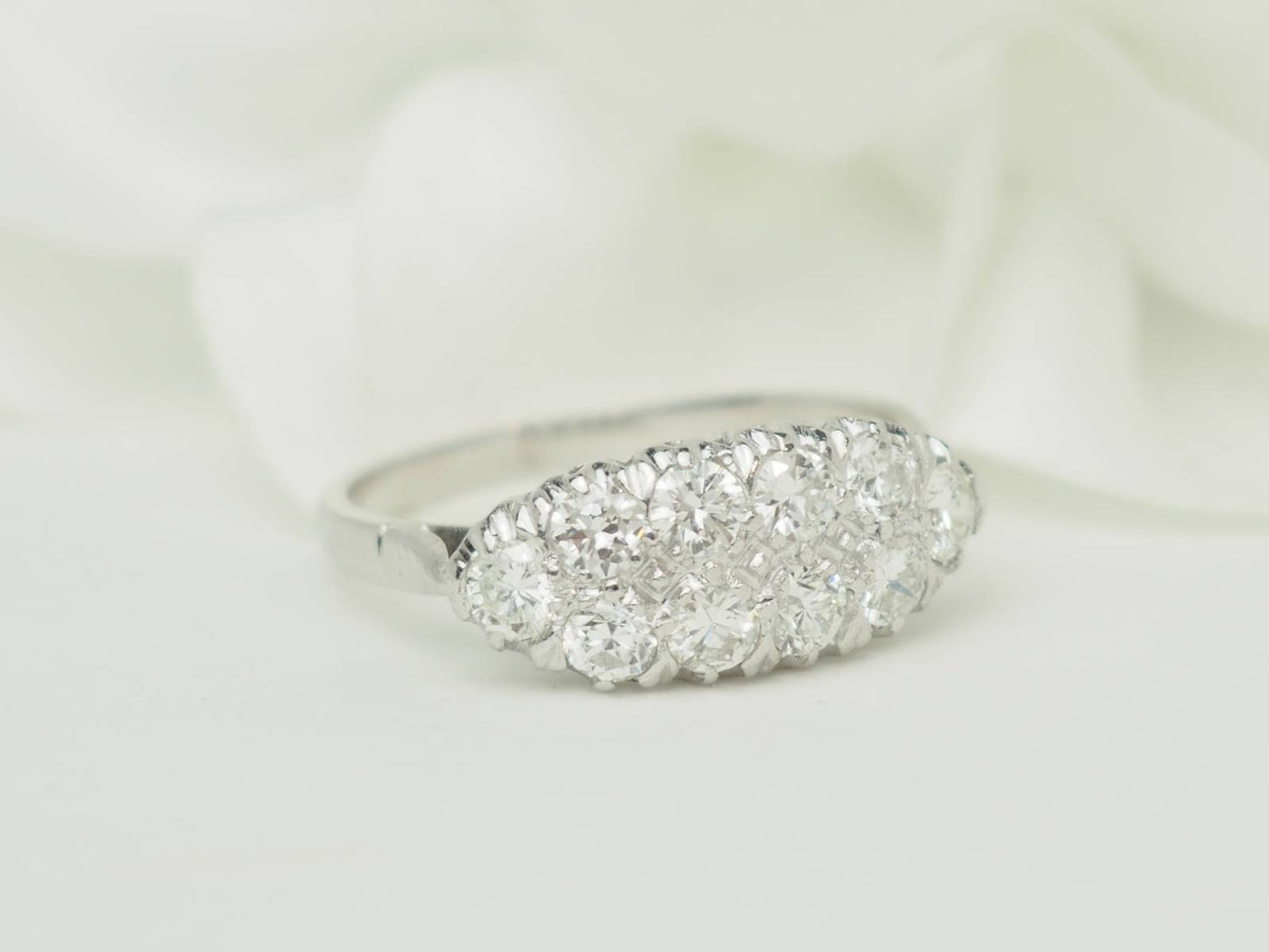 Bague ancienne diamants 1ct or blanc – Alliance vintage