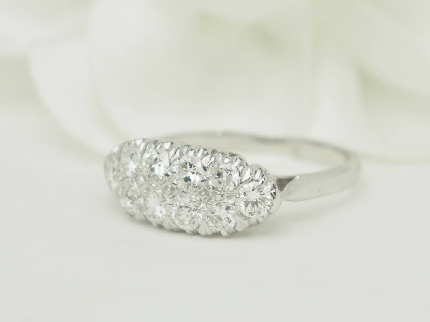 Bague ancienne diamants 1ct or blanc – Alliance vintage