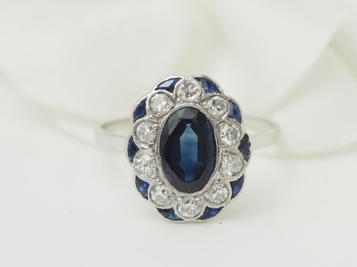 Bague art déco saphir diamants bijouterie Marseille