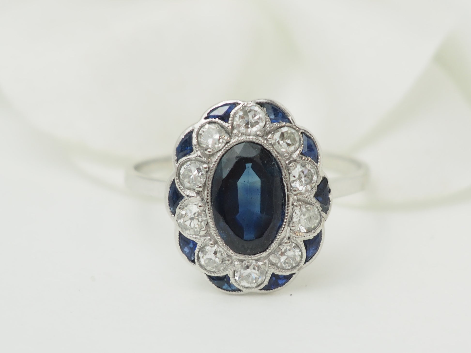 Bague art déco saphir diamants bijouterie Marseille