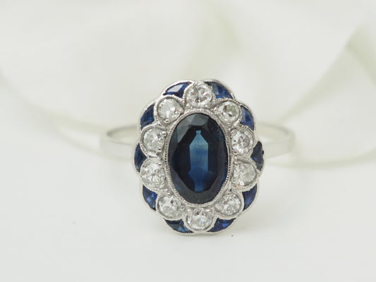 Bague art déco saphir diamants bijouterie Marseille