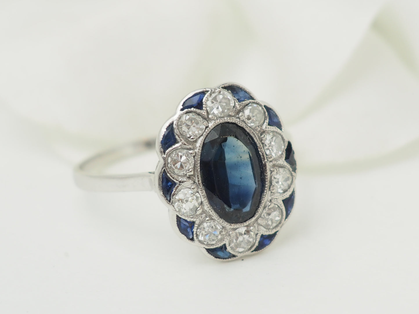 Bijou ancien pompadour saphir diamant à vendre France