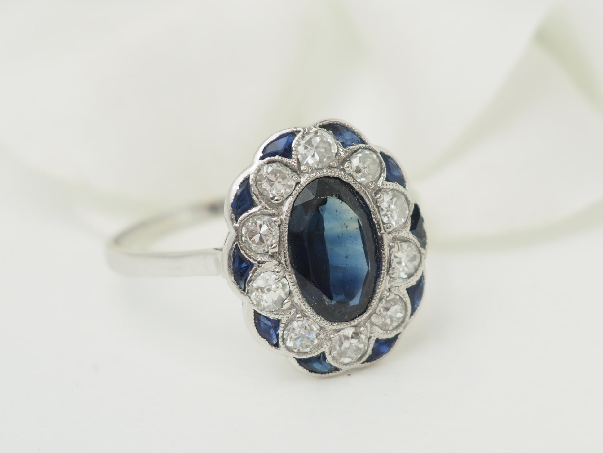 Bijou ancien pompadour saphir diamant à vendre France