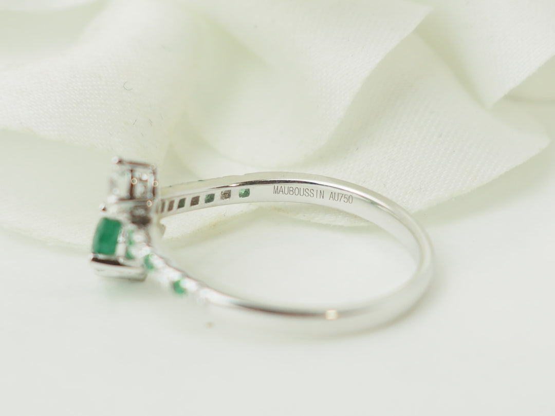 Bague Mauboussin Duo d’Espérance Or Blanc Émeraude Diamants