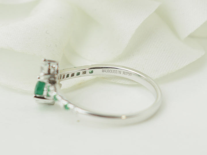 Bague Mauboussin Duo d’Espérance Or Blanc Émeraude Diamants