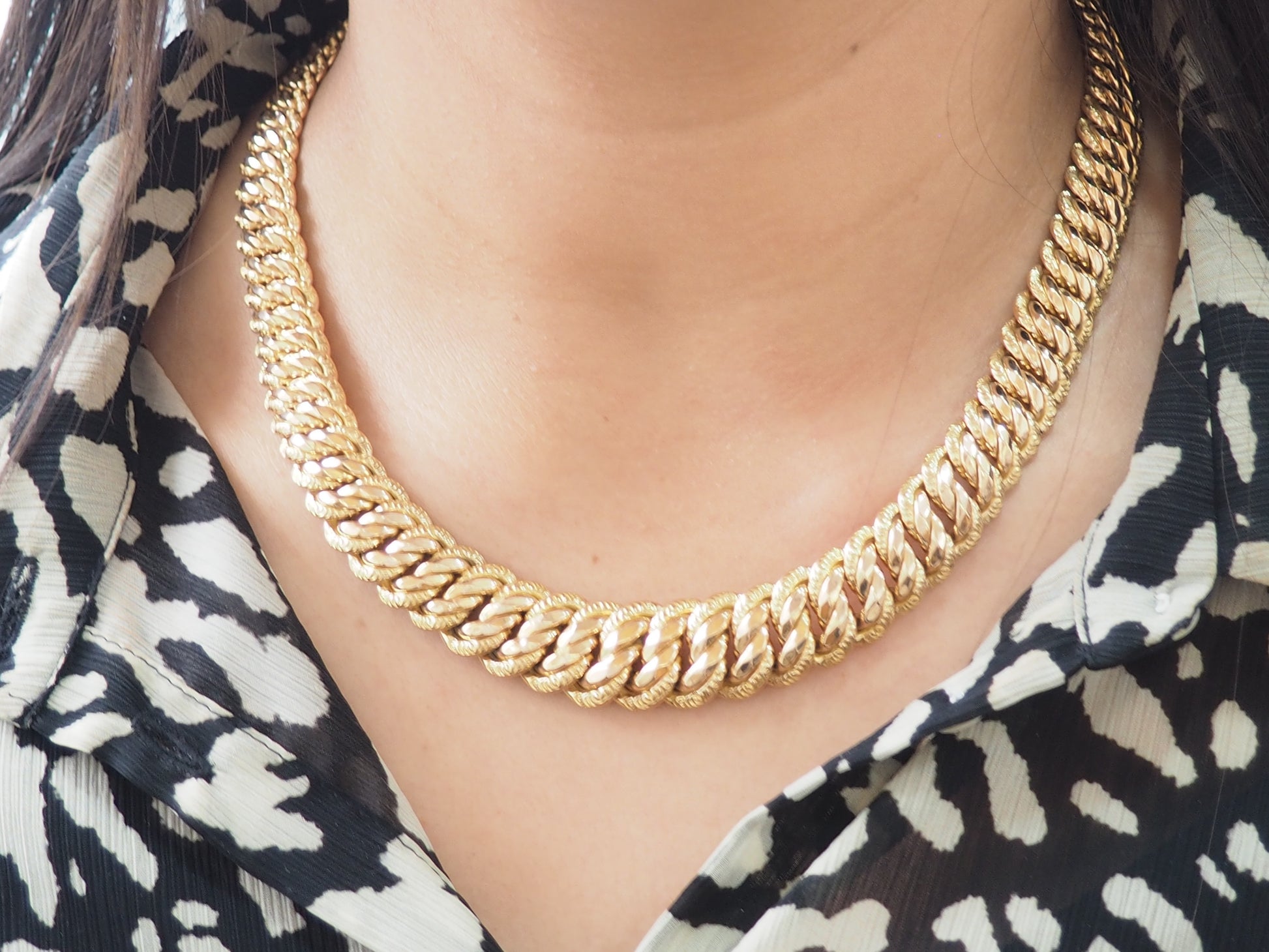 Collier maille américaine en or rose large et élégant