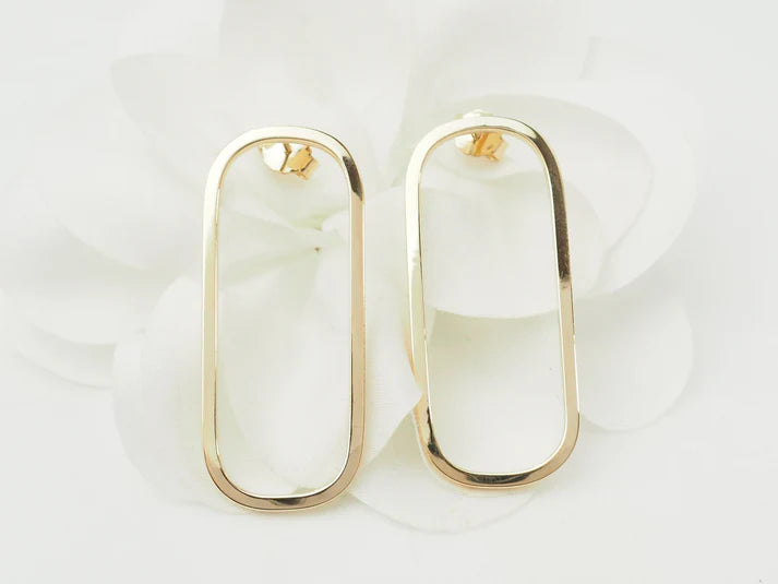 Boucles d’oreilles rectangles allongées en or jaune