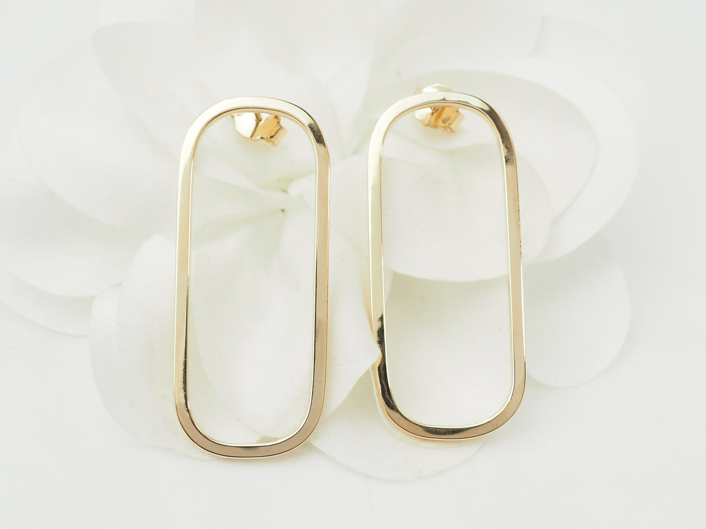 Boucles d’oreilles rectangles allongées en or jaune
