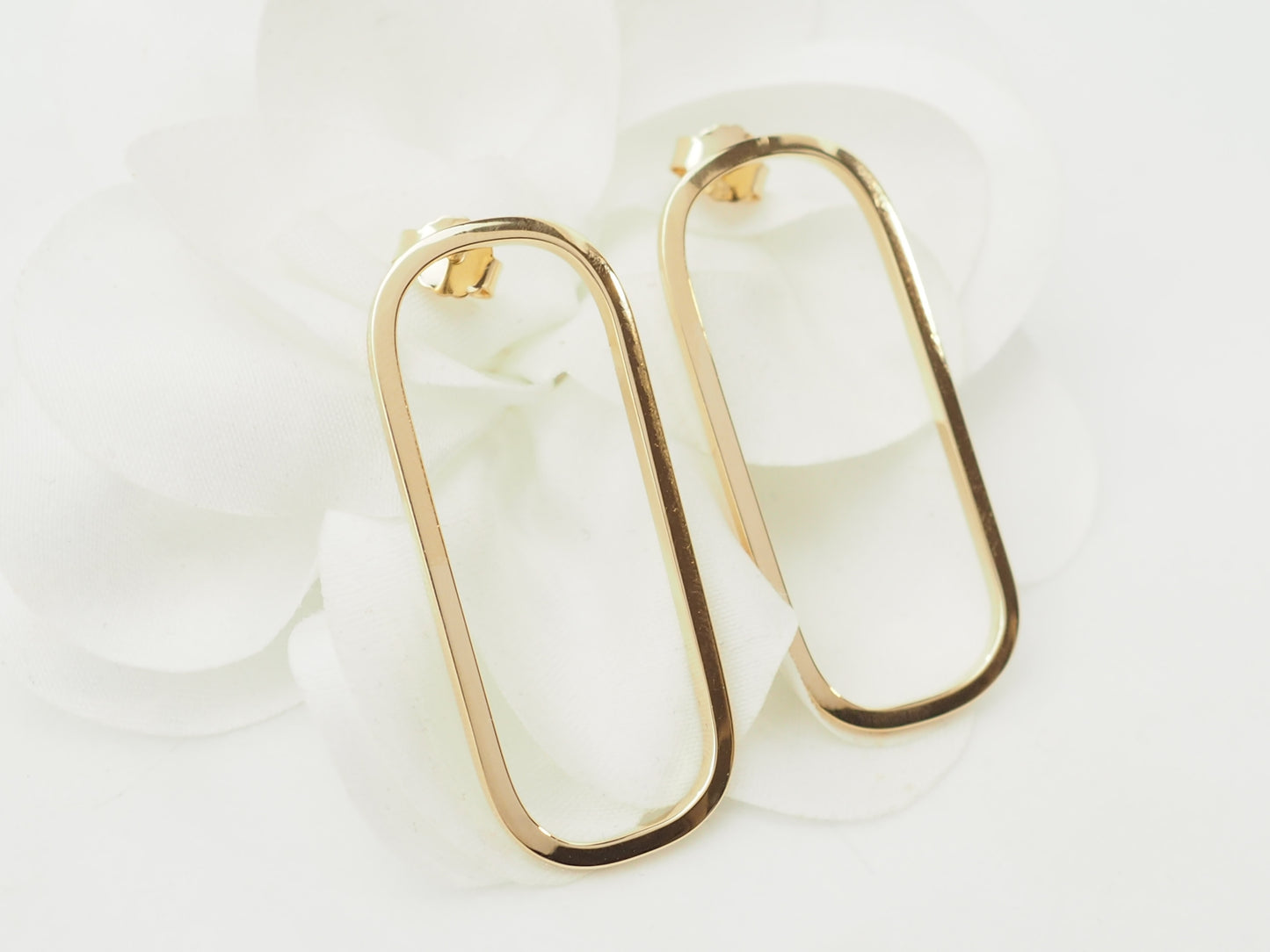 Boucles d’oreilles rectangles allongées en or jaune