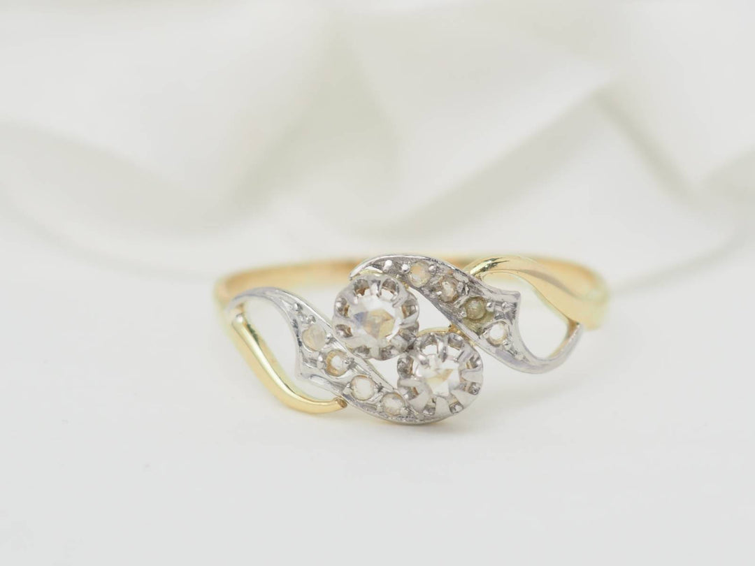 Bague Toi &amp; Moi en or bicolore et diamants 