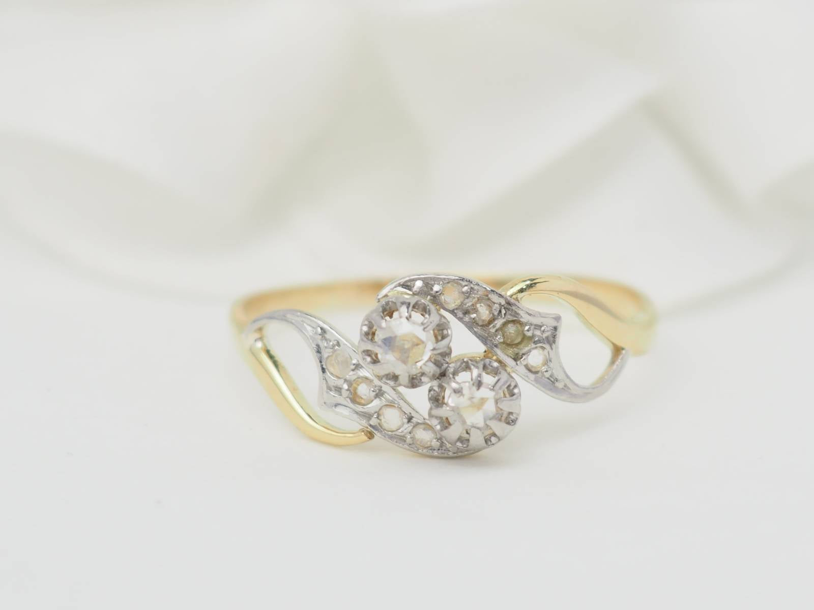 Bague Toi & Moi en or bicolore et diamants 