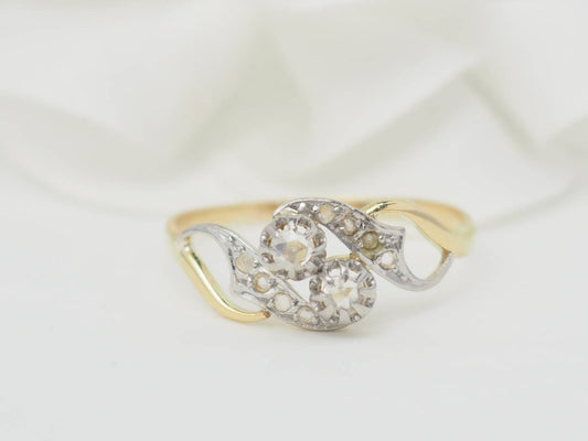 Bague Toi & Moi en or bicolore et diamants 