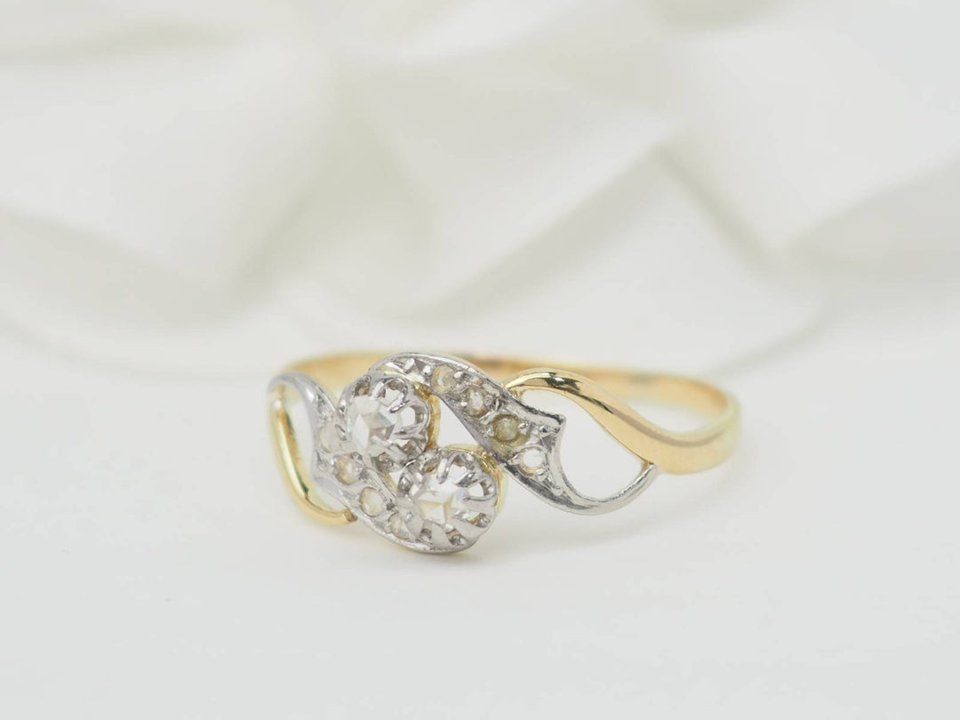 Bague toi et moi en or jaune et diamants 
