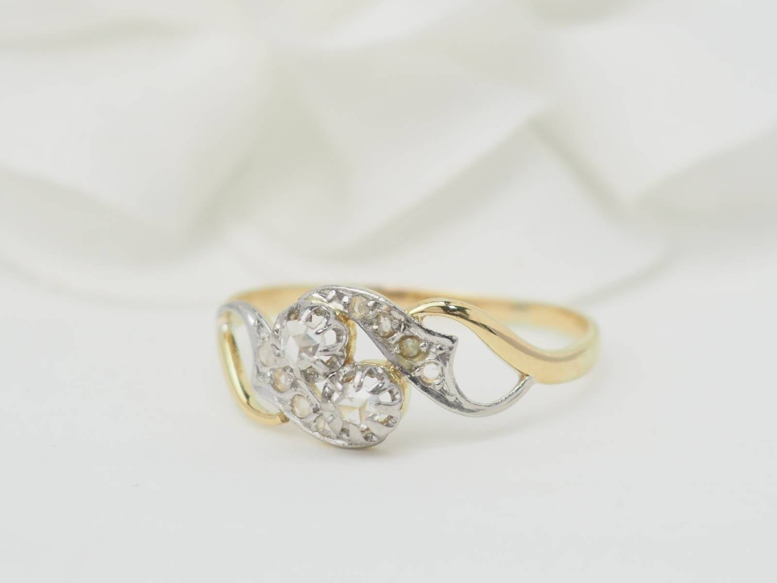 Bague toi et moi en or jaune et diamants 