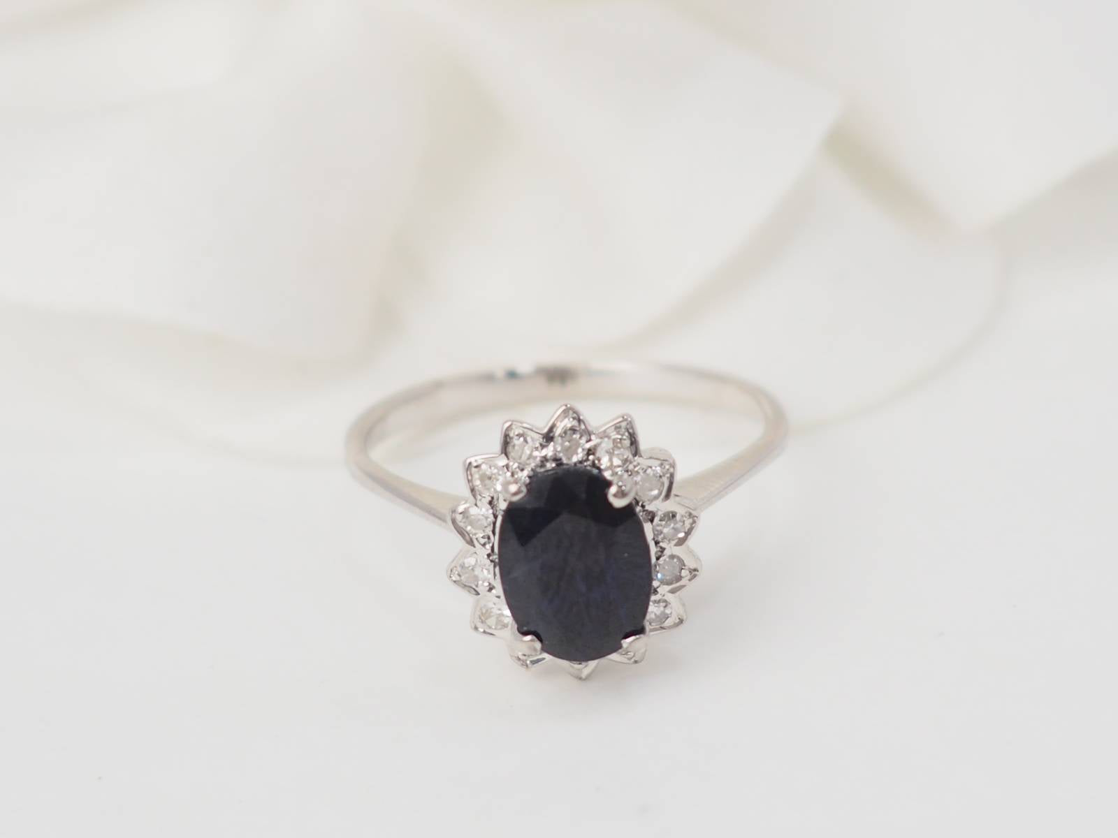 Bague saphir australien et diamants 