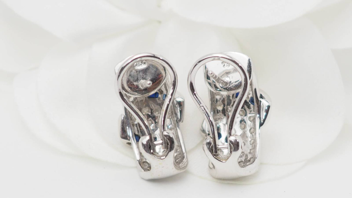 Boucles d'oreilles en or blanc, saphirs et diamants
