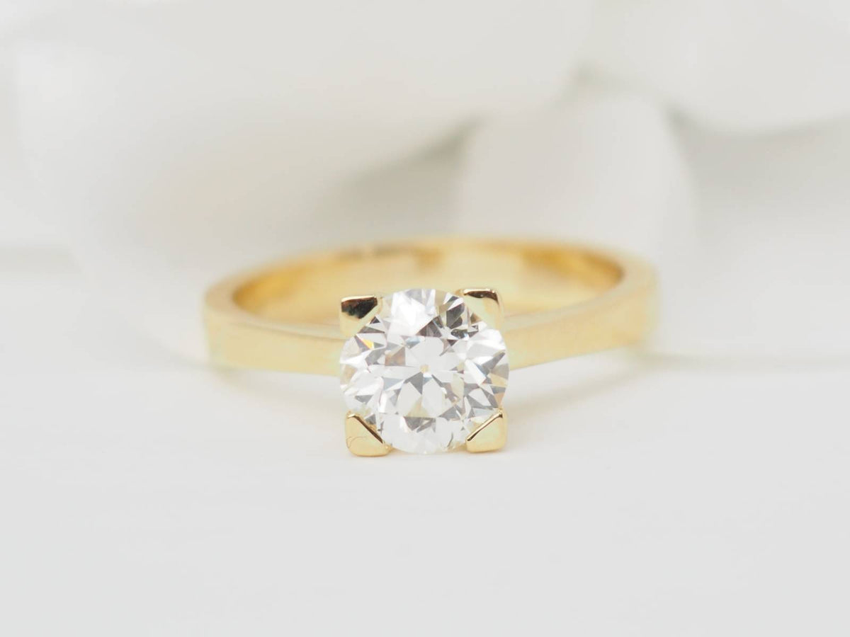 Bague solitaire en or jaune et diamant 1.40ct 