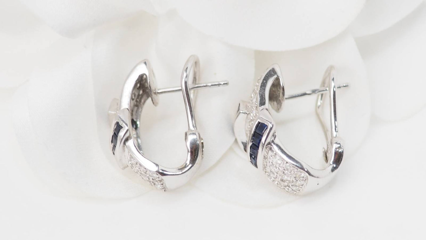 Boucles d'oreilles en or blanc, saphirs et diamants