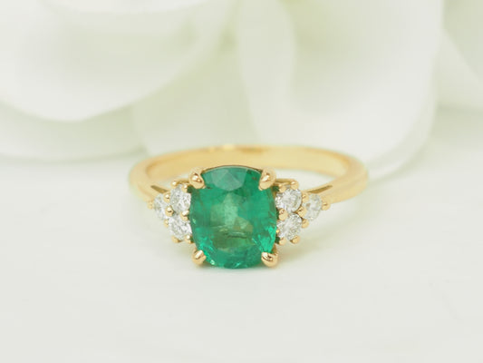 Bague Émeraude 2cts Diamants Or Jaune 18kt