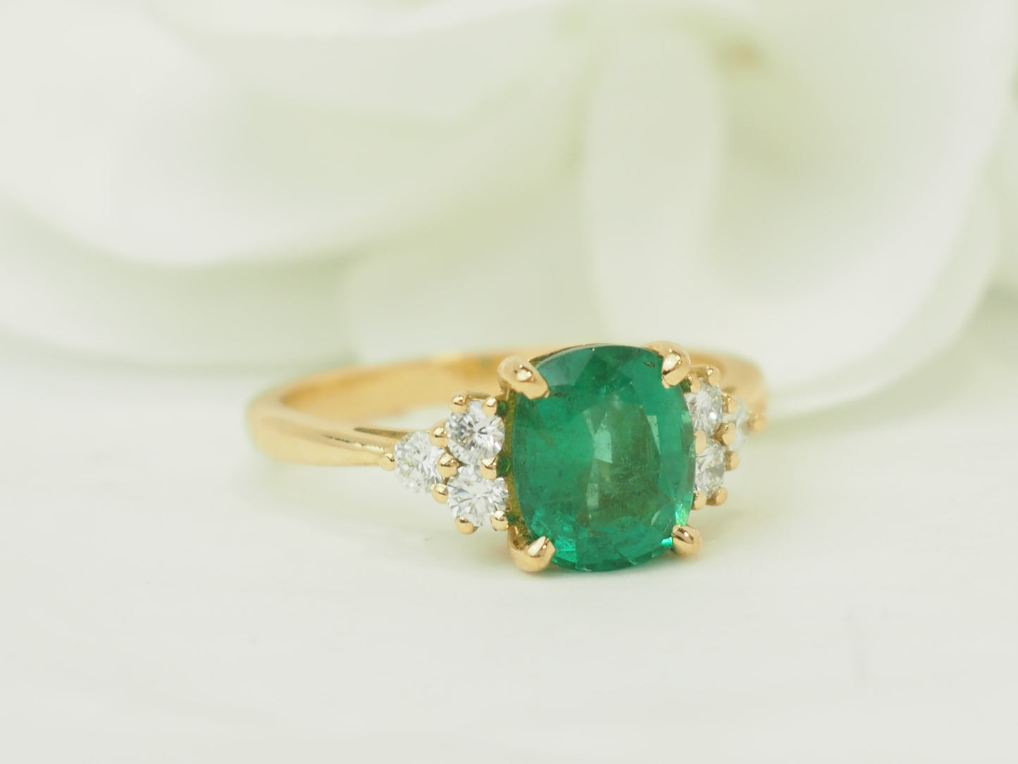 Bague Émeraude 2cts Diamants Or Jaune 18kt