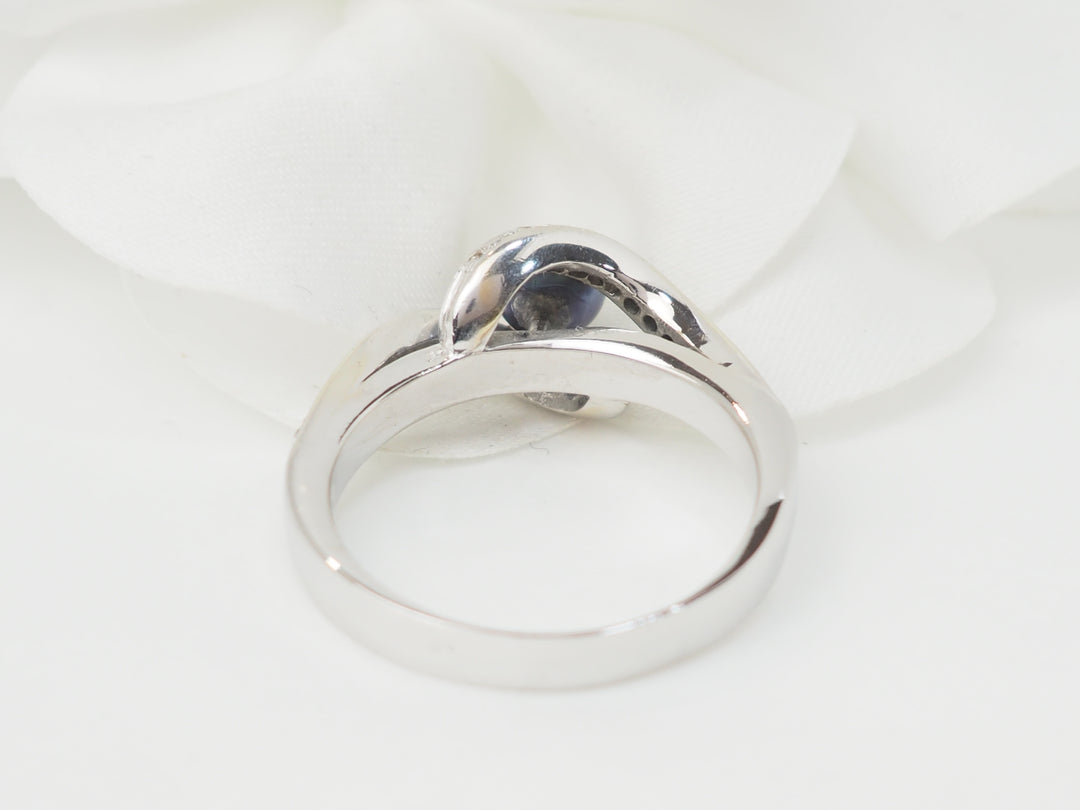 Bague en or blanc, perle de Tahiti et diamants