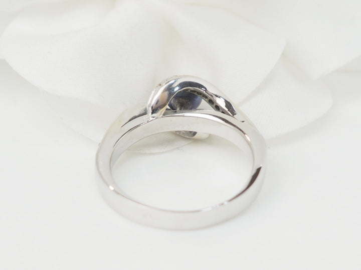 Bague en or blanc, perle de Tahiti et diamants
