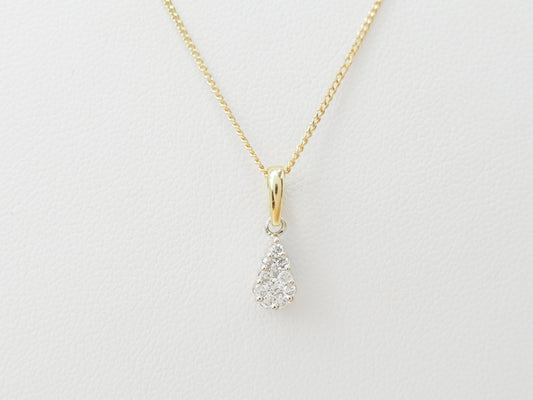 Collier pendentif goutte en or bicolore et diamants