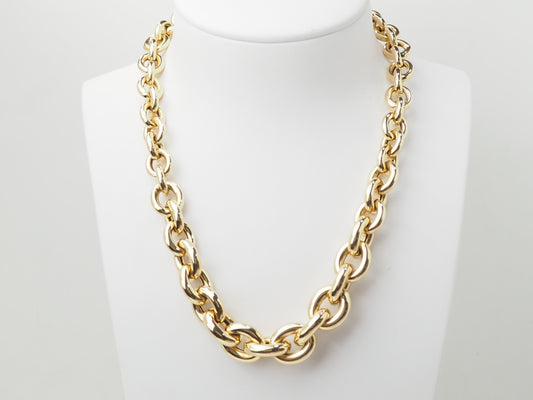 Collier maille forçat ronde en chute en or jaune