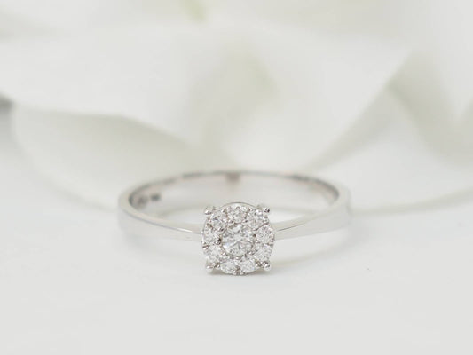 Bague solitaire en or blanc et diamants 0.16ct