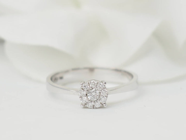 Bague solitaire en or blanc et diamants 0.16ct