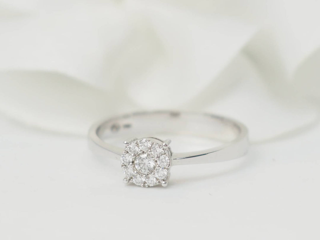 Bague solitaire en or blanc et diamants 0.16ct