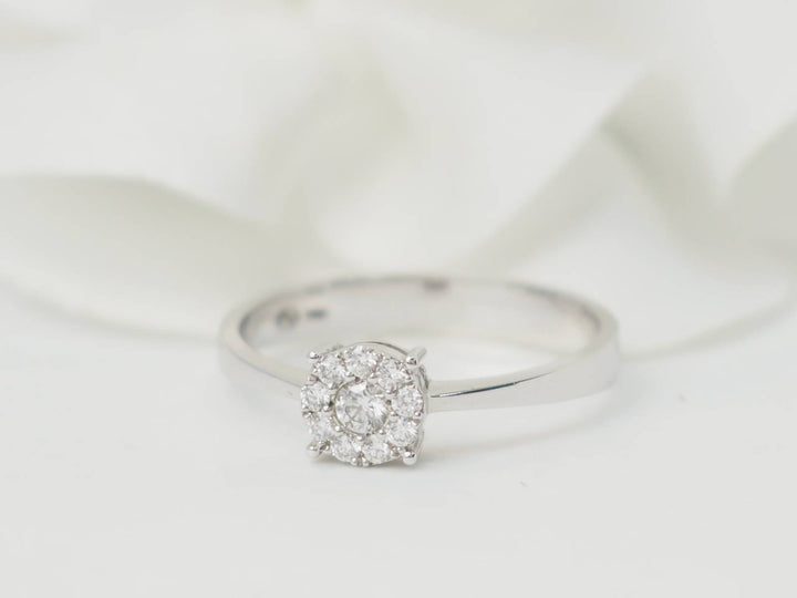 Bague solitaire en or blanc et diamants 0.16ct