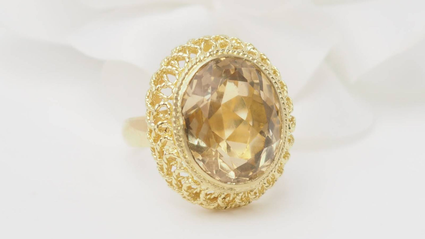 Bague citrine facettée