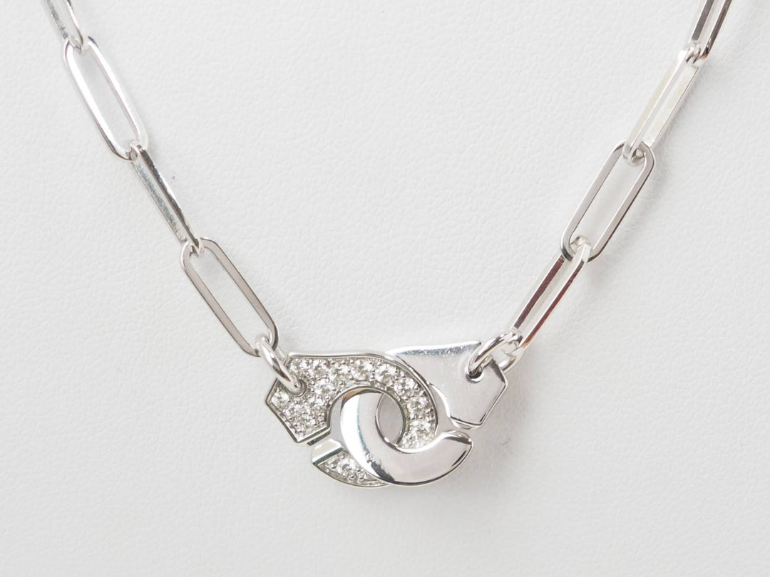 Collier Dinh Van Menottes R12 Or Blanc et Diamants