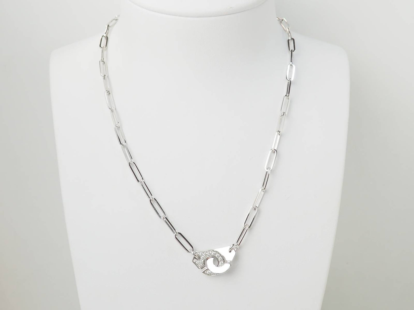 Collier Dinh Van Menottes R12 Or Blanc et Diamants