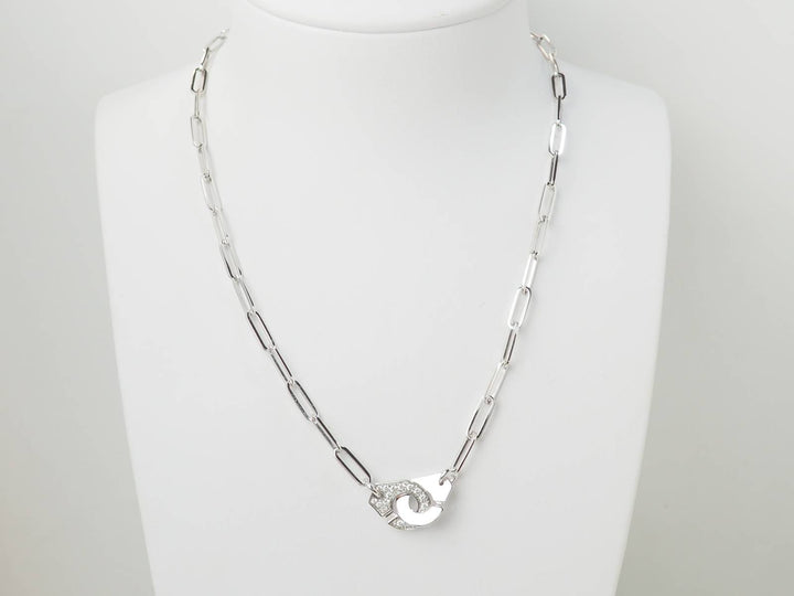 Collier Dinh Van Menottes R12 Or Blanc et Diamants