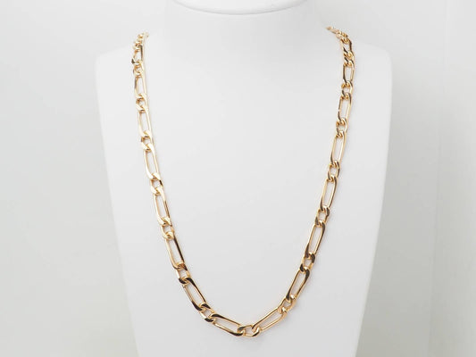 Collier chaîne maille figaro alternée en or jaune