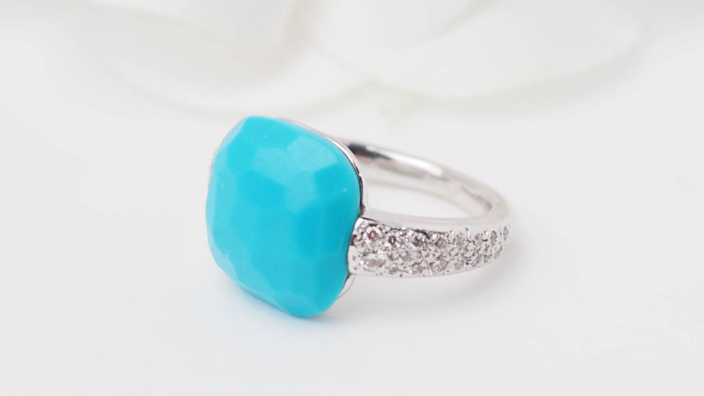 Bague Pomellato Capri en or blanc, Turquoise et diamants