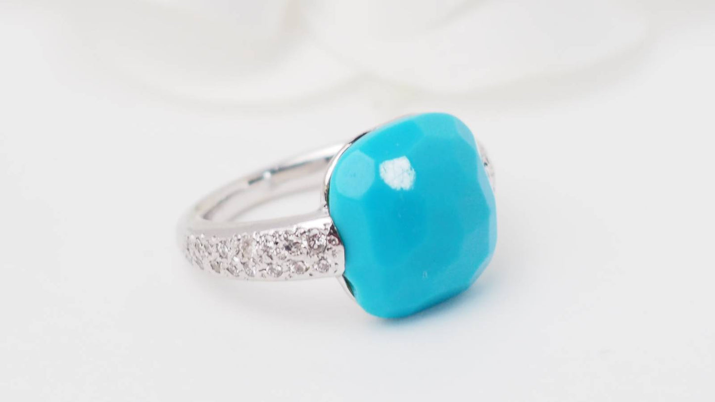 Bague Pomellato Capri en or blanc, Turquoise et diamants