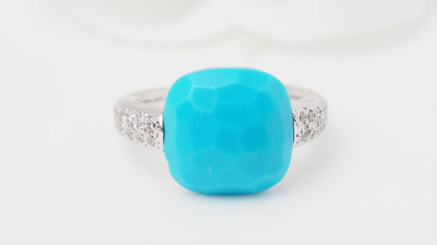 Bague Pomellato Capri en or blanc, Turquoise et diamants