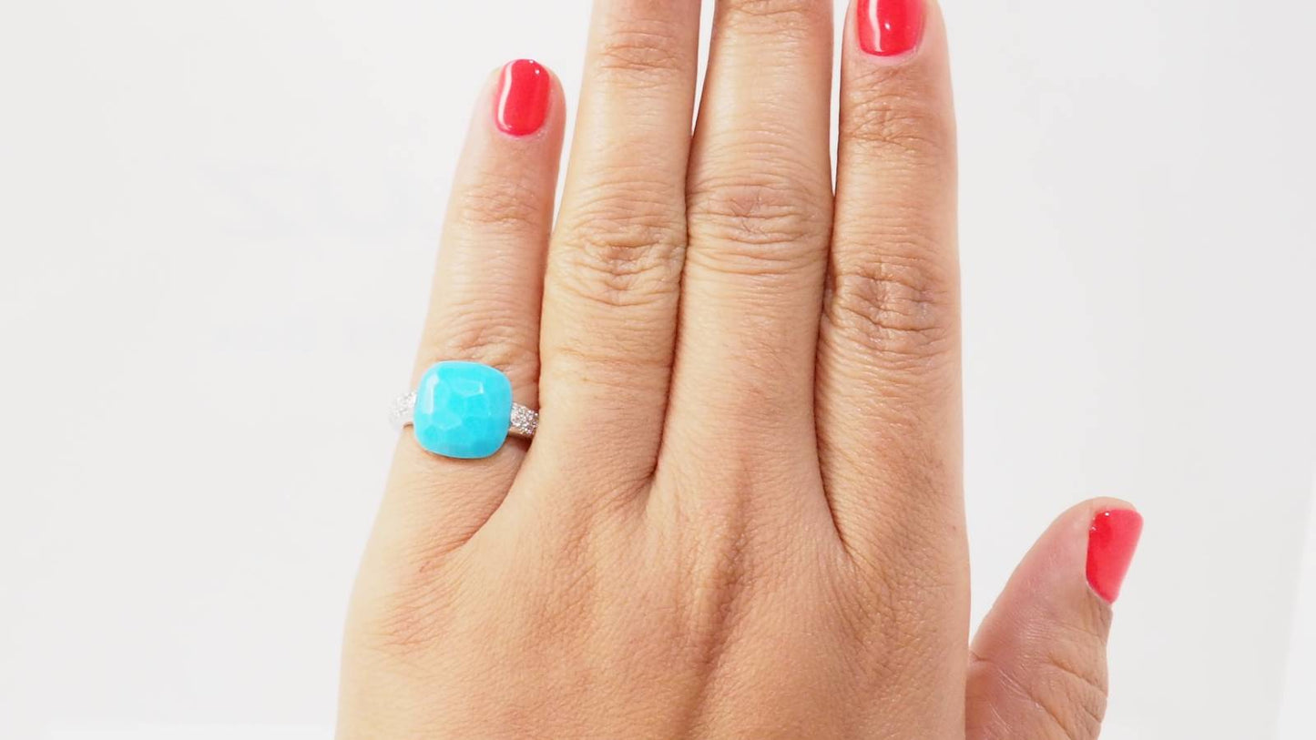 Bague Pomellato Capri en or blanc, Turquoise et diamants