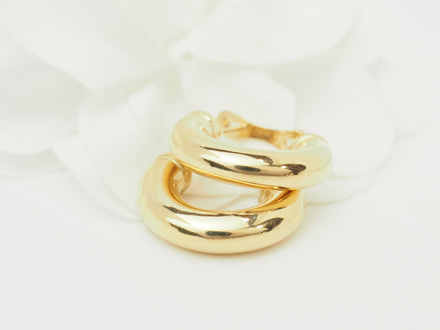Boucles d'oreilles créoles épaisses en or jaune 18kt – 23 mm