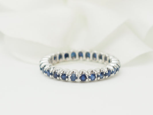 Alliance complète or blanc et saphirs bleus