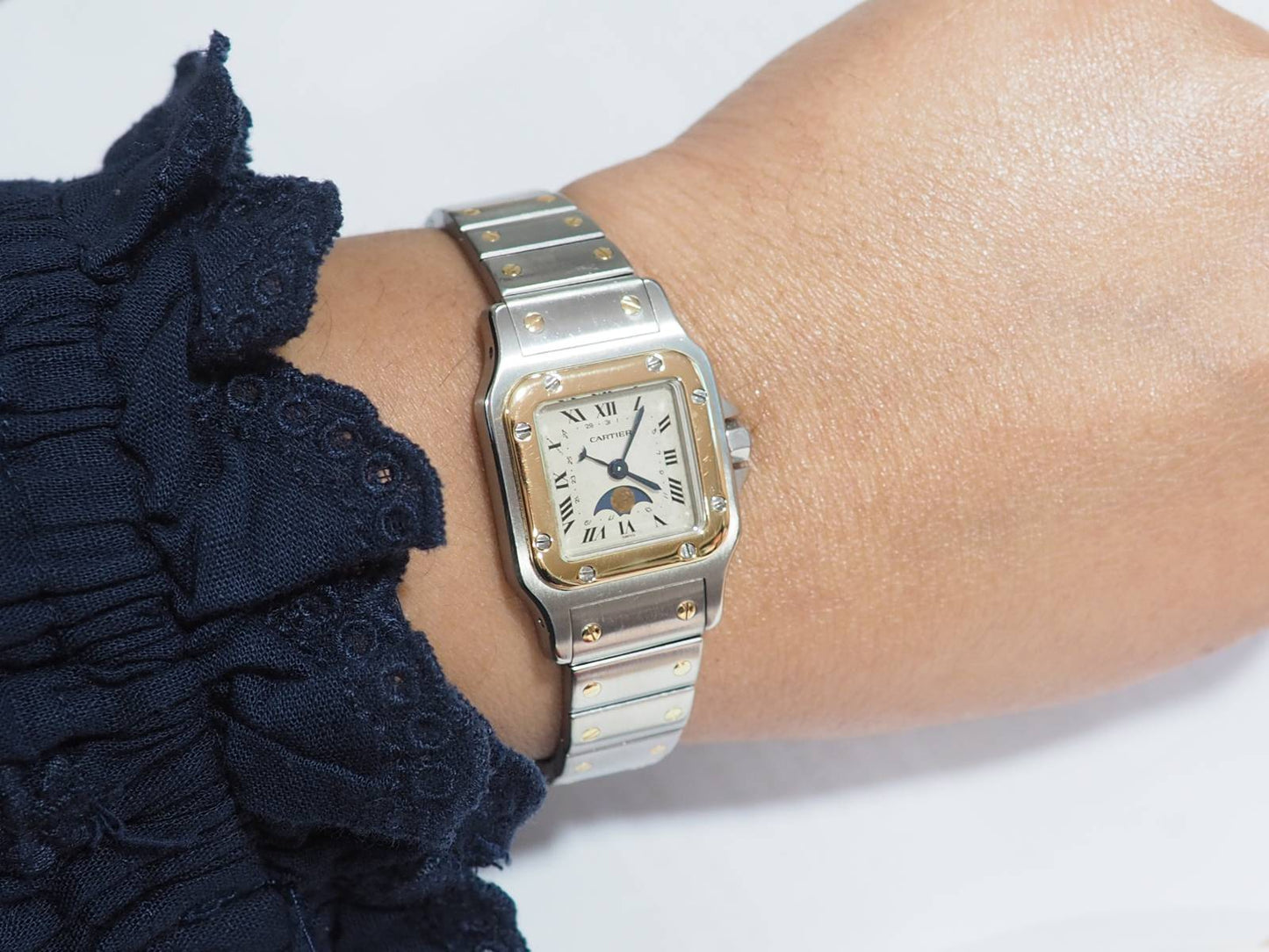 Montre Cartier Santos galbée Moonphase
