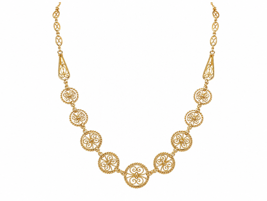 Collier draperie Art Nouveau en or jaune 18 carats – Filigranes