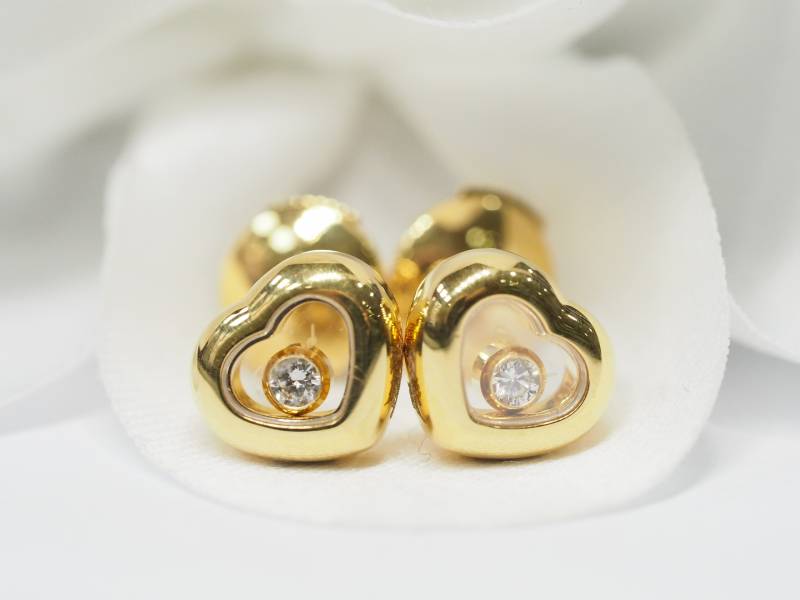 Boucles d'oreilles Chopard en or jaune, Bijouterie L'Aurore Marseille