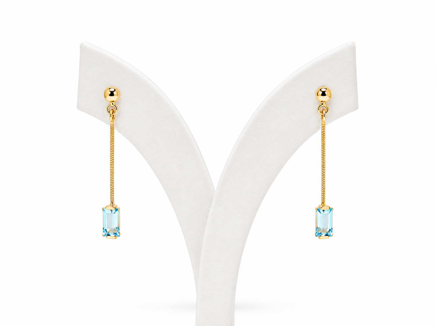 Bijoux femme boucles d’oreilles topaze bleue or jaune 18k – 3 cm